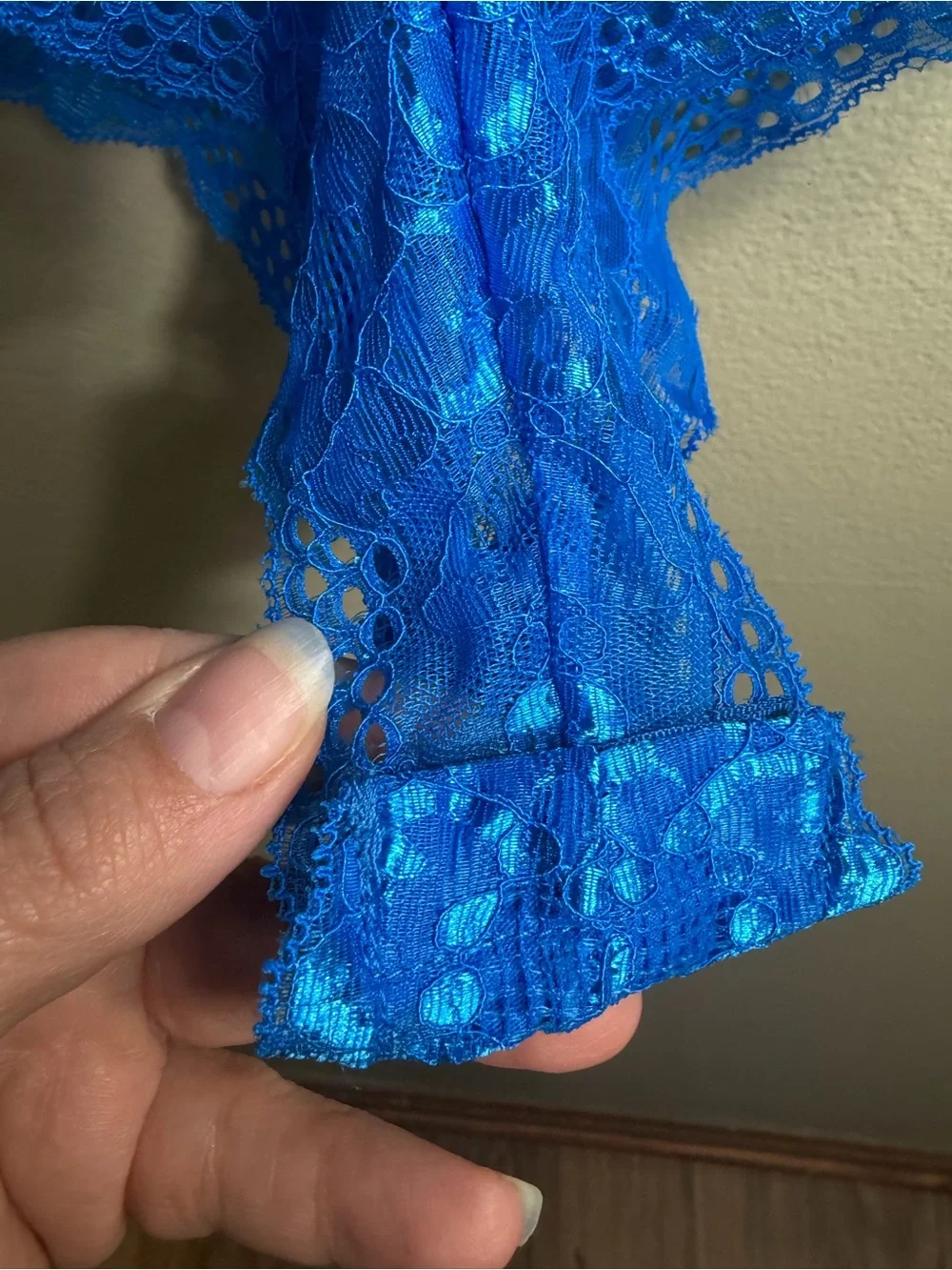 NWT Fox & Royal Kiki Mesh Lace Bodysuit French Blue Size 14